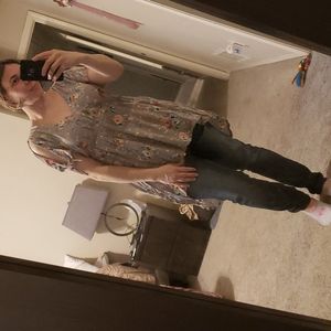 Torrid Hi Low floral Babydoll tie arm dress/tunic